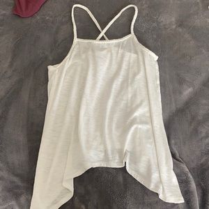 Girls White Crisscross Tank Top
